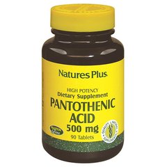 Пантотенова кислота (B5) , Pantothenic Acid, 500 мг, Natures Plus, 90 таблеток