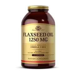 Органическое льняное масло Solgar Flaxseed Oil 1250 mg 250 капсул