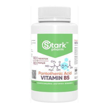 Пантотенова Кислота Вітамін B5 Stark Pharm Pantothenic Acid Vitamin B5 500mg 180 Таблеток