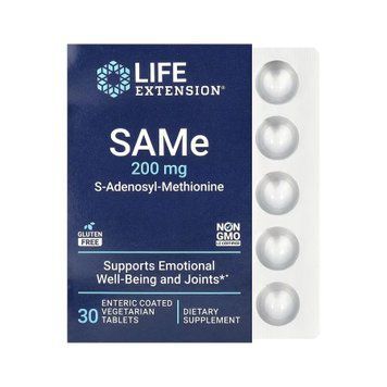 SAMe (S-аденозилметіонін) Life Extension SAMe 200 mg 30 таблеток