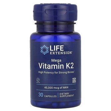Витамин К2, 45 мг, Mega Vitamin K2, Life Extension, 30 капсул