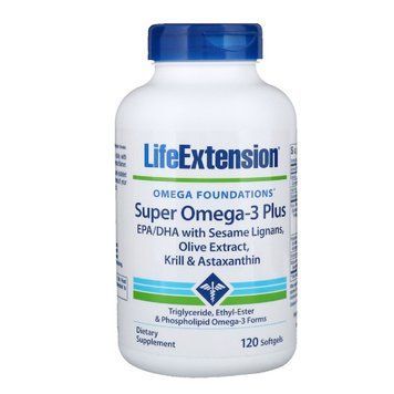 Супер Омега-3 Плюс, Omega Foundations, Super Omega-3 Plus, Life Extension, 120 желатинових капсул