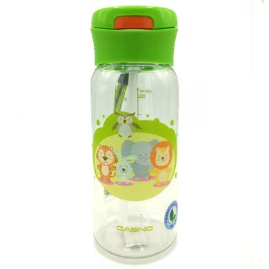 Пляшка для води CASNO 400 мл KXN-1195 Зелена (Малята-звірята) соломинкою
