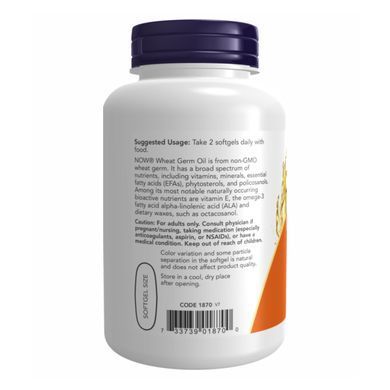 Олія зародків пшениці Now Foods Wheat Germ Oil 1130mg 100 м'яких капсул