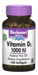 Вітамін D3 1000IU, Bluebonnet Nutrition, 100 желатинових капсул