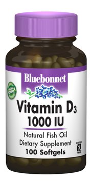 Вітамін D3 1000IU, Bluebonnet Nutrition, 100 желатинових капсул