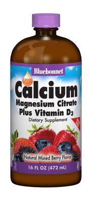 Рідкий Кальцій Цитрат Магнію + Вітамін D3, Смак ягід, Bluebonnet Nutrition, 16жідкіх унцій (472мл)