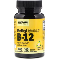 Метил B-12 со вкусом лимона, 1000 мкг, Methyl B-12, Jarrow Formulas, 100 леденцов