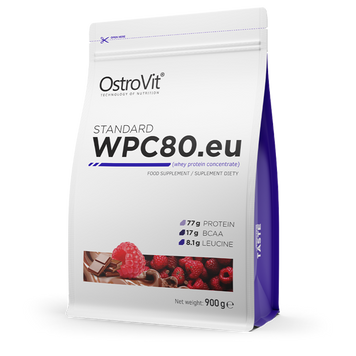 Сироватковий протеїн концентрат OstroVit WPC80.eu 900 г chocolate-raspberry