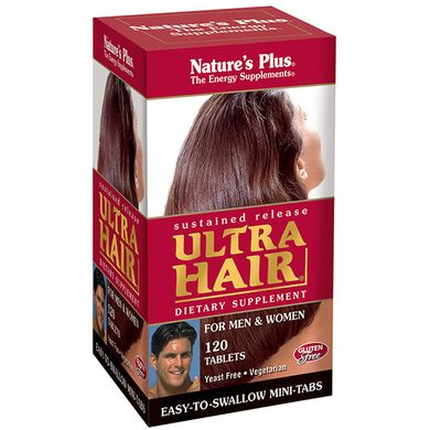 Комплекс для Роста Оздоровления Волос для Мужчин и Женщин, Ultra Hair, Natures Plus, 120 таблеток