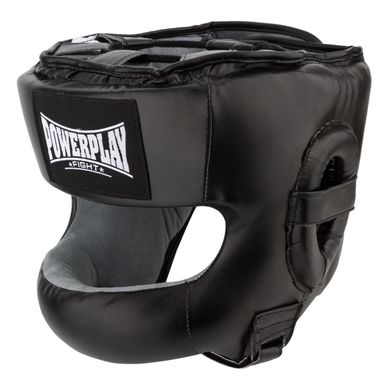 Боксерский шлем тренировочный PowerPlay 3067 c бампером PU + Amara Черный L