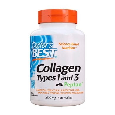 Коллаген Doctor's BEST Collagen Types 1&3 with Peptan 1000 мг 540 таб