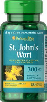 Зверобой, St. John's Wort, Puritan's Pride, стандартизированный экстракт, 300 мг, 100 капсул