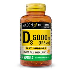 Вітамін D3 5000 МО, Vitamin D3, Mason Natural, 50 гелевих капсул