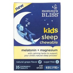 Жевательные таблетки для сна для детей мелатонин + магний для детей в возрасте от 3 лет натуральный виноград Mommy's Bliss