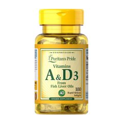 Жир печени трески Puritan's Pride Vitamins A&D3 from Fish Liver Oils (100 капс)