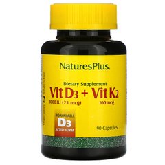 Комплекс витаминов Nature's Plus Vitamin D3 1000 IU + Vitamin K2 100 mg 90 капсул