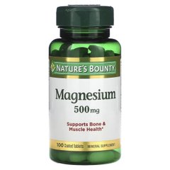 Магний, 500 мг, Magnesium, Nature's Bounty, 100 каплет