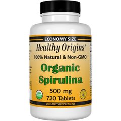 Органічна Спіруліна , Organic Spirulina, Healthy Origins, 500 мг, 720 таблеток