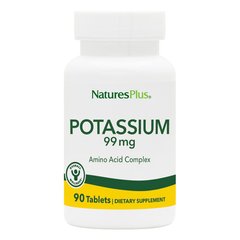 Калий, Potassium, Nature's Plus, 99 мг, 90 таблеток
