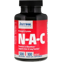 NAC N-Ацетил-L-цистеїн , 500 мг, Jarrow Formulas, 100 вегетаріанських капсул