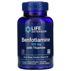 Бенфотиамин, с тиамином, Benfotiamine with Thiamine, Life Extension, 100 мг, 120 растительных капсул