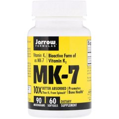 Витамин К2 в Форме МК-7, Vitamin K2 as MK-7, Jarrow Formulas, 90 мкг, 60 капсул
