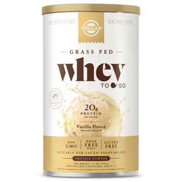 Сывороточный протеин, Grass Fed Whey To Go Solgar, порошок, вкус ванили, 338 г