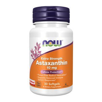 Астаксантин Now Foods Astaxanthin Extra Strength 10 mg 30 Мягких Капсул