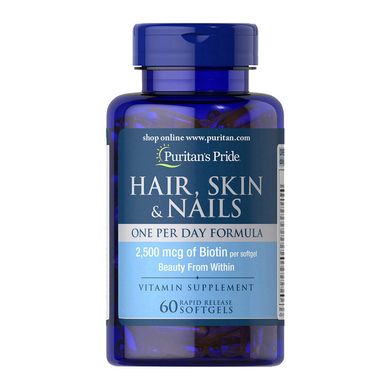 Витамины для волос, кожи и ногтей Puritan's Pride Hair, Skin & Nails One Per Day Formula (60 капс)