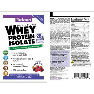 Сывороточный протеин изолят Bluebonnet Nutrition Whey Protein Isolate (8 пак) блюбонет ягода