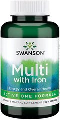Комплекс витаминов и минералов Swanson Multi whith Iron Active One Formula 90 капсул