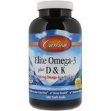 Омега 3 + витамин D3 и витамин К, Omega-3 Plus D & K, Carlson, 180 гелевых капсул
