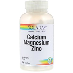 Кальцій Магній Цинк, Calcium Magnesium Zinc, Solaray, 250 капсул