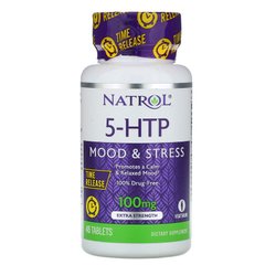 5-HTP (гидрокситриптофан) , 100 мг, Медленное высвобождение, С Повышенной Силой Действия, Natrol, 45 таблеток