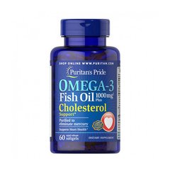 Омега 3 Puritan's Pride Omega-3 Fish Oil 1000 mg Plus Cholesterol Support 60 капс риб'ячий жир