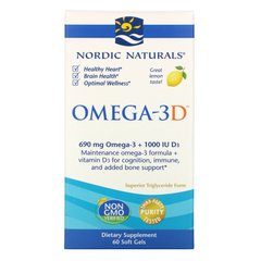 Омега + д3 Nordic Naturals Omega-3 690 mg + vitamin D3 1000 IU 60 капсул