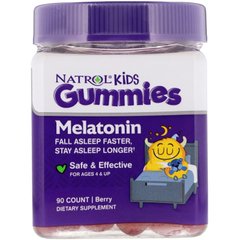 Детский мелатонин, ягоды, Kids, Melatonin Gummies, Berry, Natrol, 90 жевательных конфет
