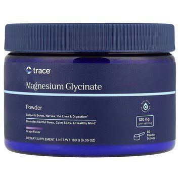 Магній гліцинат, смак винограду, Magnesium Glycinate Powder, Trace Minerals, 180 гр