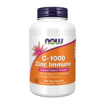 Вітамін C та Цинк Now Foods C-1000 Zinc Immune 180 вег. капсул