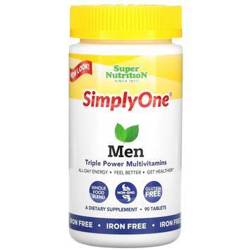 Мультивітаміни для чоловіків без заліза Super Nutrition Men Triple Power Multivitamin 90 таблеток