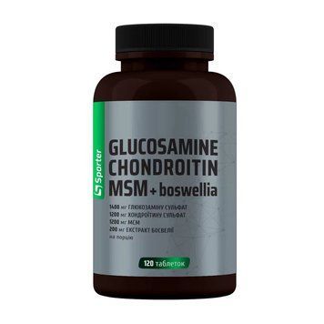 Хондропротектор Sporter Glucosamine Chondroitin MSM + Boswellia 120 Таблеток