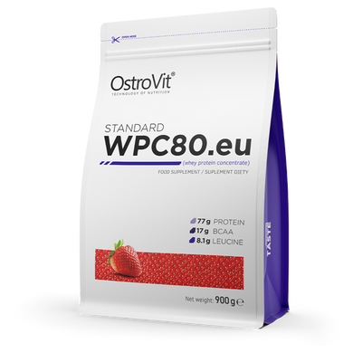 Сывороточный протеин концентрат OstroVit WPC80.eu 900 г strawberry cream