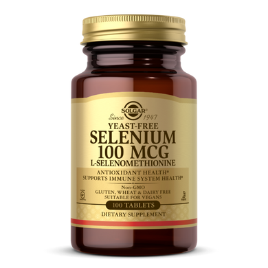 Селен, Селенометионин , Selenium, Yeast-Free, Solgar, 100 Мкг, 100 Таблеток