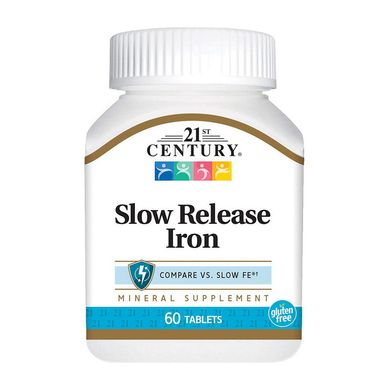 Залізо повільного вивільнення 21st Century Slow Release Iron 60 таблеток
