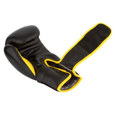 Боксерские перчатки PowerPlay 3018 черно-желтые 8 унций