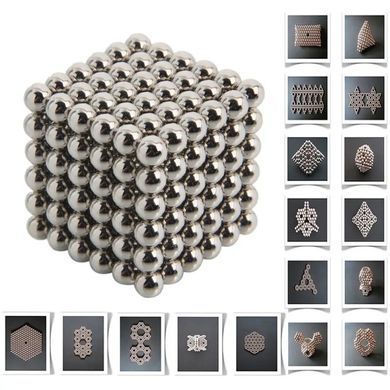 Игрушка антистресс NeoCube магнитный конструктор 218 магнитных шариков 5 мм серебро