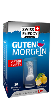 Антипохмельный комплекс, GUTEN MORGEN No Hangover, Swiss Energy, вкус лимона, 20 шипучих таблеток