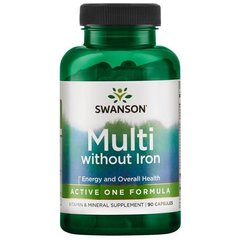 Комплекс витаминов и минералов Swanson Multi whithout Iron Active One Formula 90 капсул