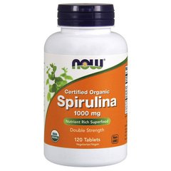 Спіруліна Now Foods Spirulina 1000 mg certified organic 120 таб